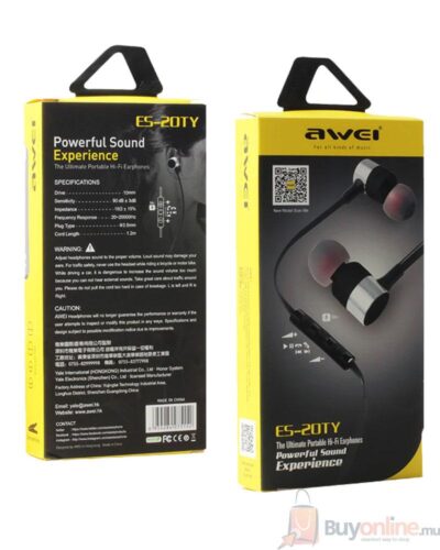 AWEI ES20TY HiFi Stereo Super Bass with Microphone Buy Online in Mauritius 2 - BuyOnline.mu - Smartest way to shop - BuyOnline.mu - buy online