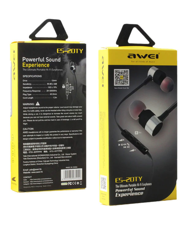Awei ES-20TY In-ear Earphone Stereo Wired HiFi Stereo Super Bass with Microphone - Image 2