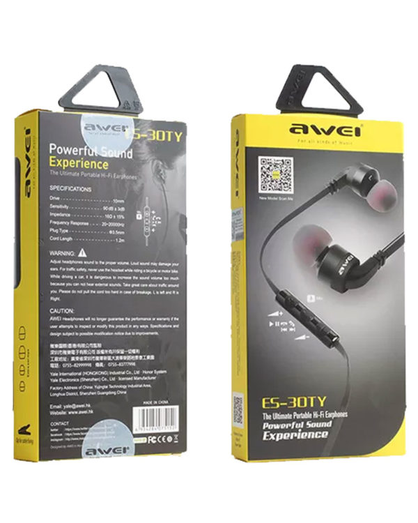 Awei ES-30TY In-ear Earphones Stereo Wired HiFi Stereo Super Bass with Microphone - Image 3