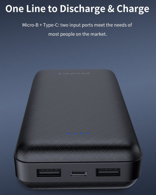 AWEI P47K 20000mAh Power Bank Portable Battery Dual USB Fast Charger PowerBank - Image 2