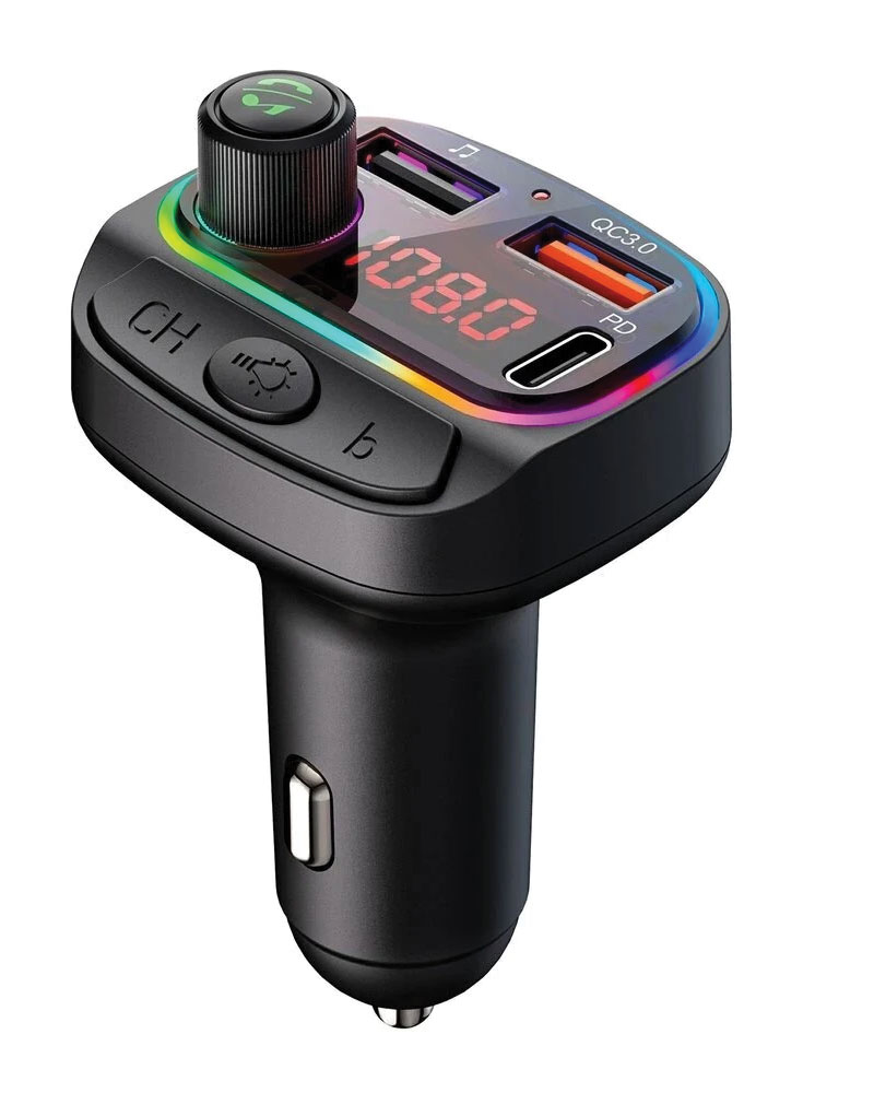 C15 Car Bluetooth MP3 Car Bluetooth Buy Online in Mauritius 1 - C15 bluetooth 5.0 2 Ports PD18W + QC3.0 7 Colors RGB Car Charger Digital Display Wireless Radio Adapter HiFi Music Play Car Kit With Mic Hands Free Calls - BuyOnline.mu -