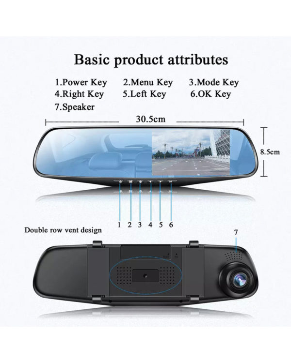 Car Mirror Dashcam with back camera - Image 3