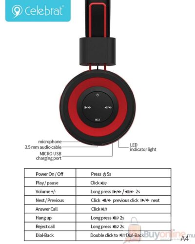 Celebrat A4 Wireless Headset Buy Online in Mauritius 3 - BuyOnline.mu - Smartest way to shop - BuyOnline.mu - buy online