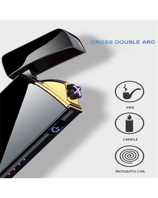 Electric Metal Lighters DK JL315 Windproof Dual Arc Plasma Rechargeable USB Lighter Disposable, Lighter - Image 2
