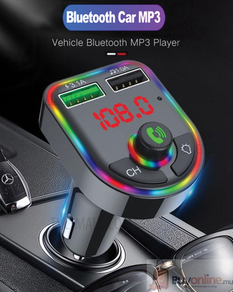 F6-Car-Bluetooth-Buy-Online-in-Mauritius-1 F6 Bluetooth 5.0 FM Transmitter Car Kit MP3 Player Wireless Handsfree Audio Receiver 3.1A Dual USB Fast Car Charger - Image 1