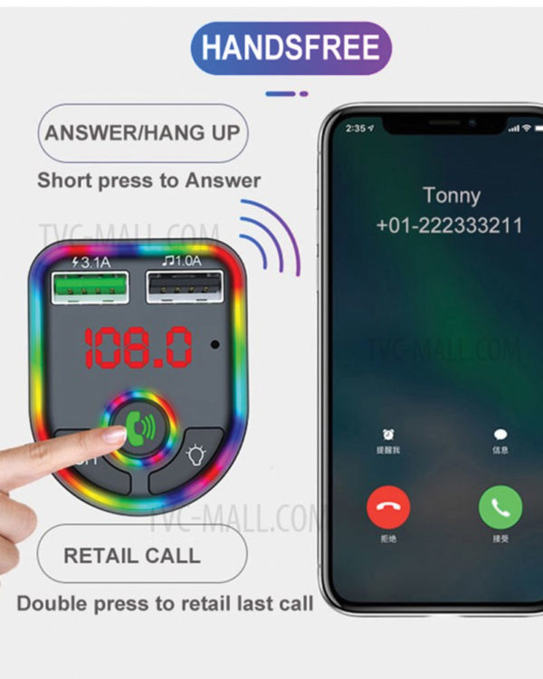 F6 Bluetooth 5.0 FM Transmitter Car Kit MP3 Player Wireless Handsfree Audio Receiver 3.1A Dual USB Fast Car Charger - Image 7