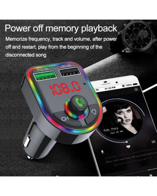 F6 Bluetooth 5.0 FM Transmitter Car Kit MP3 Player Wireless Handsfree Audio Receiver 3.1A Dual USB Fast Car Charger - Image 6