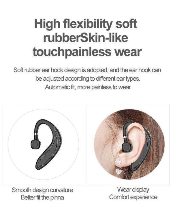 HMB-18 Single Ear Earhook Blue Communication Solution 5.0 Bluetooth Headset Business Car Sports Long Life Big Battery - Image 9