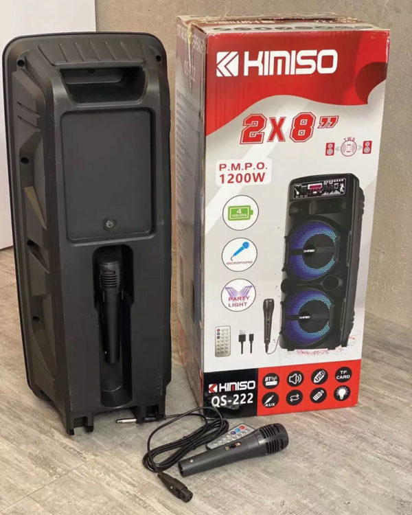 QS-222 multi function double 8inch outdoor wireless speaker with led screen with usb - Image 2