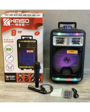 KIMISO QS-4000 8Inch Outdoor Portable trolley Speaker DJ Speaker System Subwoofer Sound Box With LED Light Blue Tooth Speaker