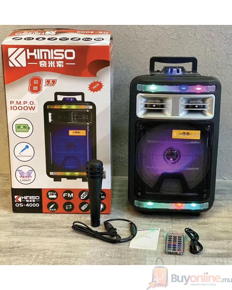 QS-4000-multi-function-double-8inch-outdoor-wireless-speaker-with-led-screen-with-usb-Buy-Online-in-Mauritius-1 KIMISO QS-4000 8Inch Outdoor Portable trolley Speaker DJ Speaker System Subwoofer Sound Box With LED Light Blue Tooth Speaker - Image 1