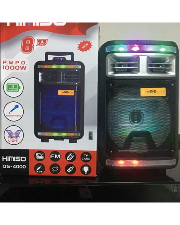 KIMISO QS-4000 8Inch Outdoor Portable trolley Speaker DJ Speaker System Subwoofer Sound Box With LED Light Blue Tooth Speaker - Image 2