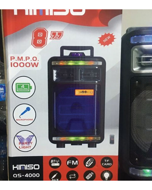 KIMISO QS-4000 8Inch Outdoor Portable trolley Speaker DJ Speaker System Subwoofer Sound Box With LED Light Blue Tooth Speaker - Image 4