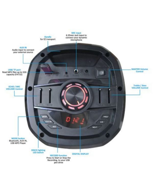 SUZUKI SPEAKER MSPK20601 Bluetooth, Card, USB, FM, Wireless Microphone - Image 3