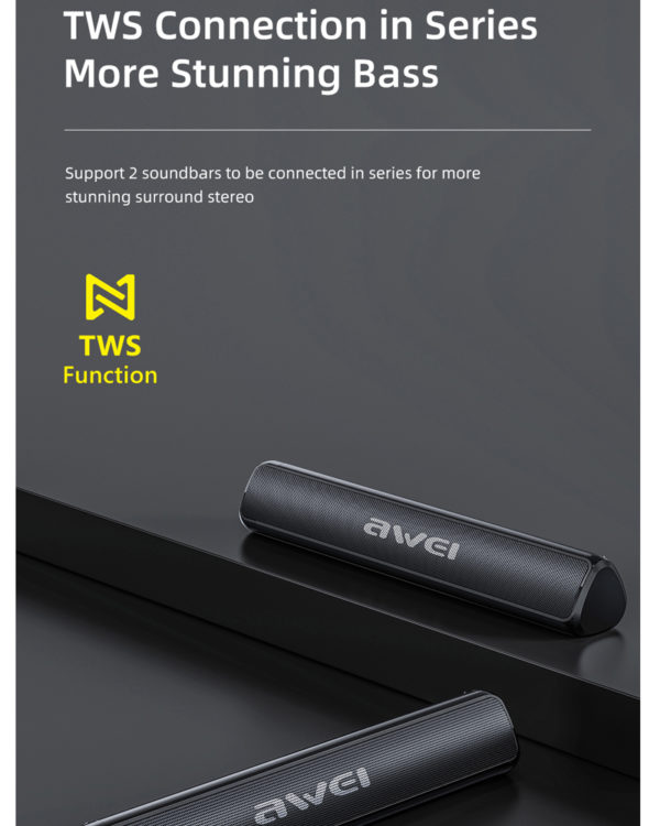 Awei Y333 Portable Bluetooth-compatible Speaker Waterproof TWS HiFi Heavy Bass Stereo Sound Wireless Speake - Image 3