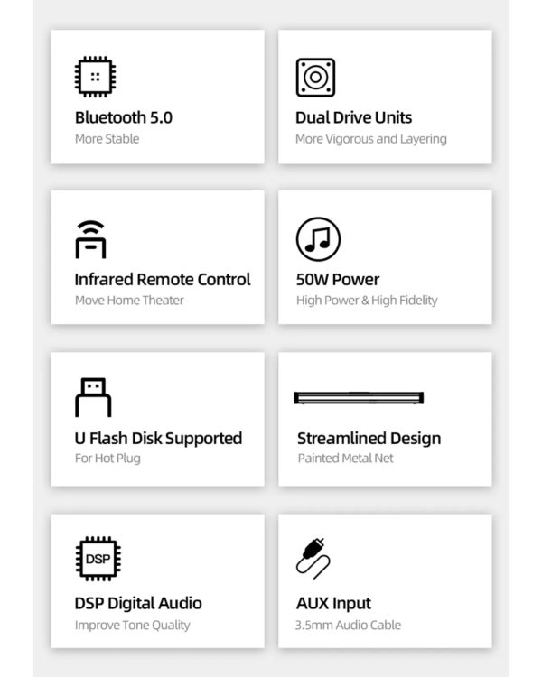 AWEI Y999 Wireless Soundbar 5.0 - Bluetooth - AUX - USB - Micro SD - Image 9