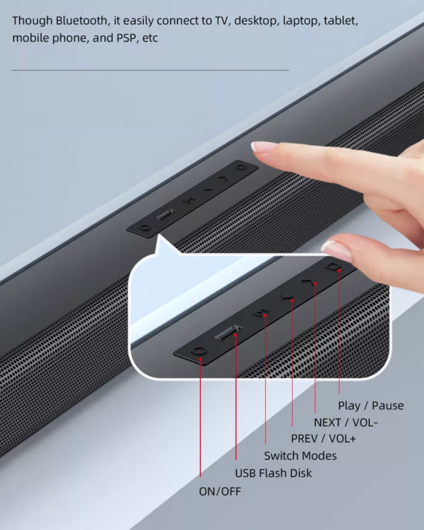 AWEI Y999 Wireless Soundbar 5.0 - Bluetooth - AUX - USB - Micro SD - Image 5