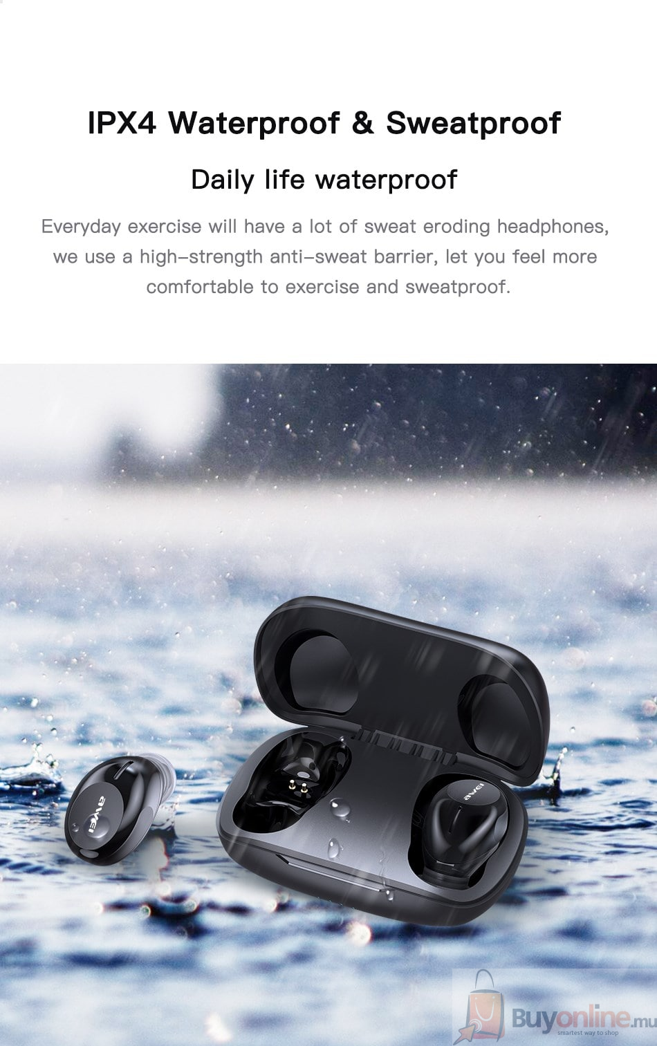 image 2022 01 23 223525 - Awei T20 Touch Water Resistant TWS Earphones with Microphone and Charging Base IPX4 Bluetooth 5.0 - BuyOnline.mu - Earbuds,Earphone,Earbud,T20,Awei