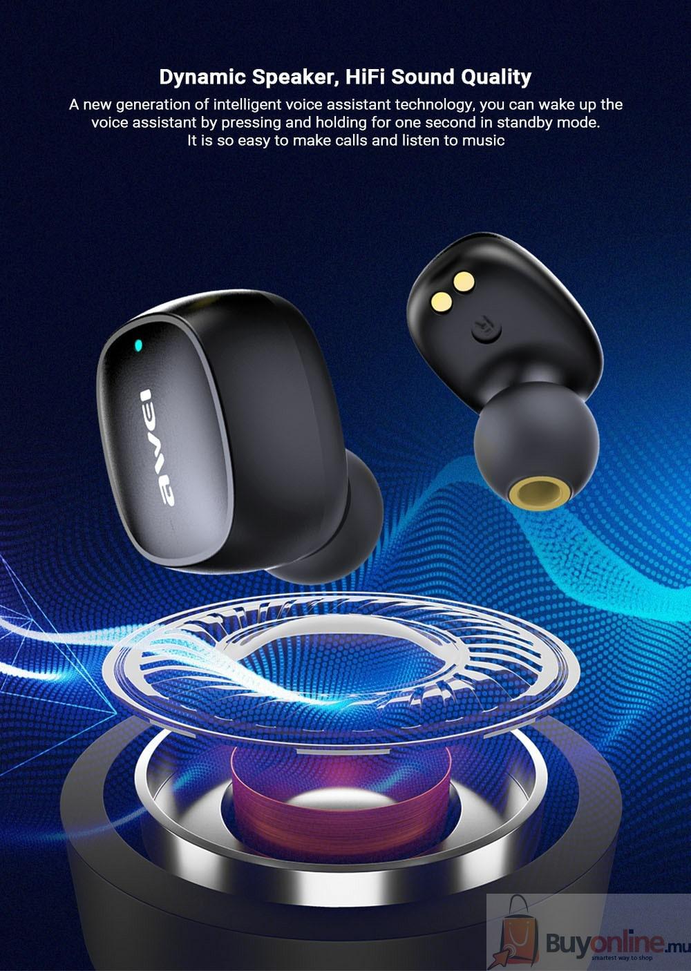 Awei T20 Touch Water Resistant TWS Earphones with Microphone and