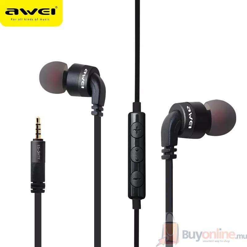 image 2022 01 25 212224 - Awei ES-30TY In-ear Earphones Stereo Wired HiFi Stereo Super Bass with Microphone - BuyOnline.mu - AWEI,ES30TY,Earphone,Stereo