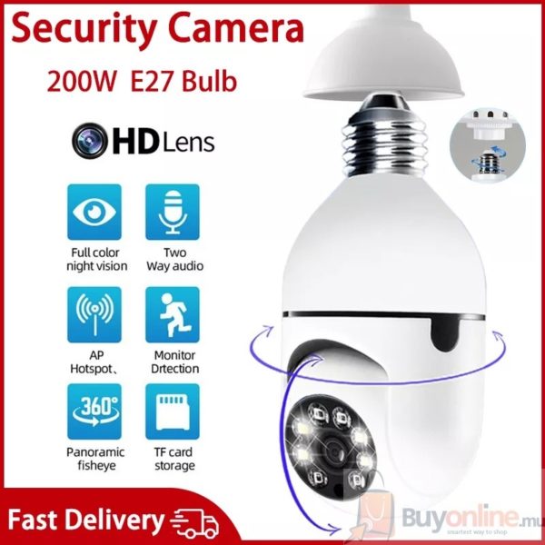 E27 BULB PTZ 360 Rotate Auto Tracking Panoramic Camera - Image 2