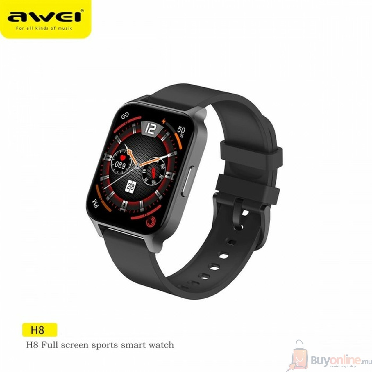 image_2022-06-02_105107585 Awei H8 Full Screen Waterproof Sport Smart Watch for Fitness Tracker / Heart Rate Analysis / Body Temperature Detection - Image 1