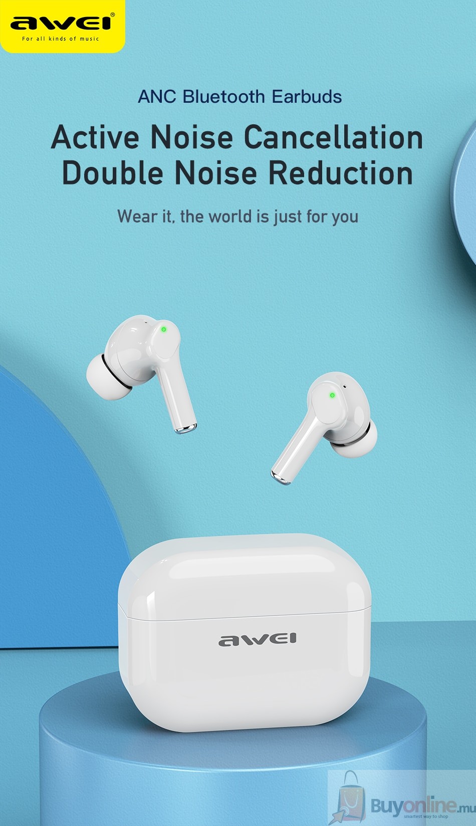 image 2022 06 11 215622605 - AWEI TA1 TWS Wireless 5.0 ANC Earbuds Noise Reduction HD Stereo ENC Clear Call Sound Handsfree Quick Charge type-C For iPhone - BuyOnline.mu - AWEI TA1, TWS Wireless