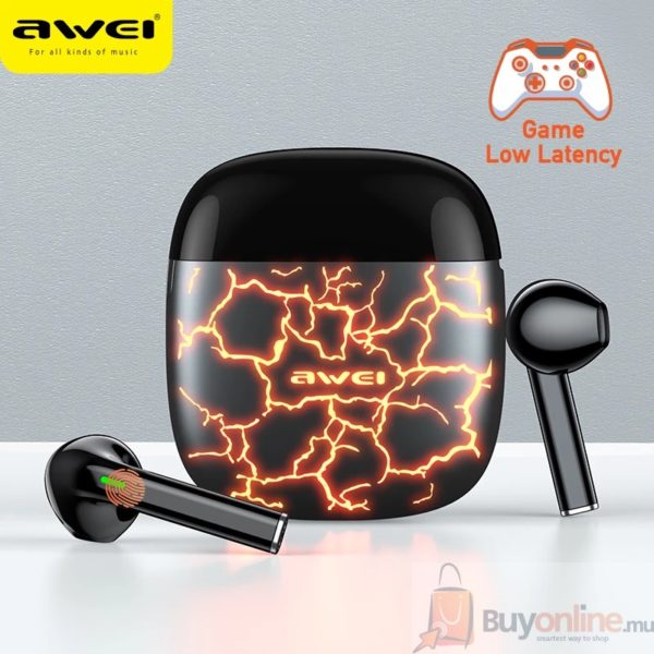 AWEI T28 Pro RGB In-ear TWS Bass Low Latency Wireless Earphones Bluetooth-Compatible 5.1 With Mic For