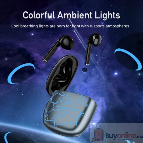 AWEI T28 Pro RGB In-ear TWS Bass Low Latency Wireless Earphones Bluetooth-Compatible 5.1 With Mic For