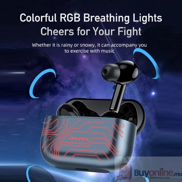 AWEI T29 Pro RGB Game TWS Bluetooth Earphones In-ear Touch Control Waterproof IP67 Type-C Quick Charge With Microphone For Phone