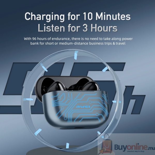 AWEI T29 Pro RGB Game TWS Bluetooth Earphones In-ear Touch Control Waterproof IP67 Type-C Quick Charge With Microphone For Phone