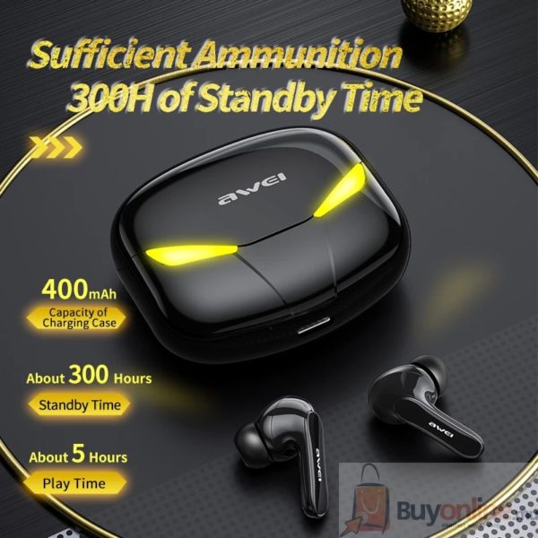 AWEI T35 Gaming Earbuds TWS Hands Free Low Latency HiFi Deep Bass Sound True Wireless Stereo Earphone With Microphone