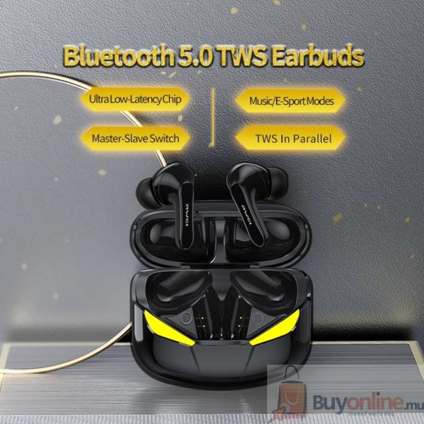 AWEI T35 Gaming Earbuds TWS Hands Free Low Latency HiFi Deep Bass Sound True Wireless Stereo Earphone With Microphone