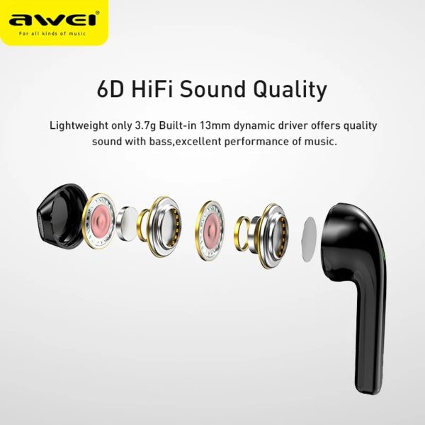 AWEI T26 TWS Wireless Earbuds Bluetooth-compatible Earphone in Ear With Dual Mic Stereo Sound HiFi Bass Headphone