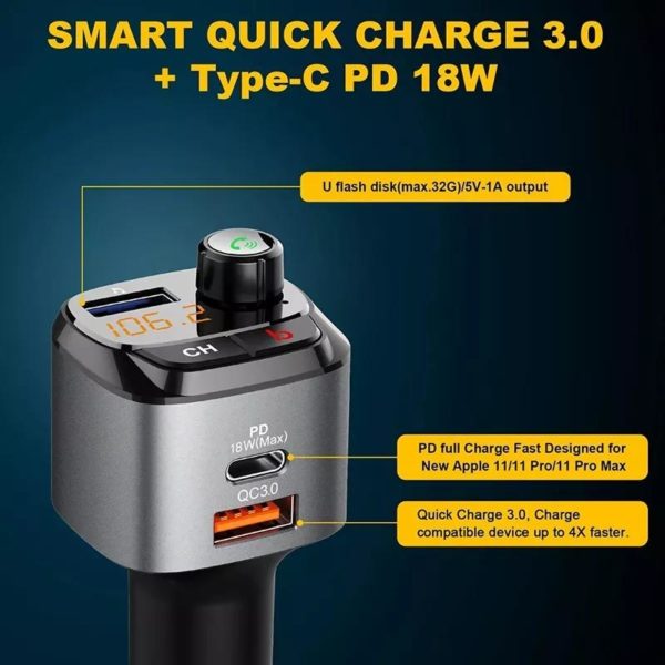 Bass Booster M25 FM Modulator 18W PD BT 5.0 ULTRA CLEAR SOUND - Image 5